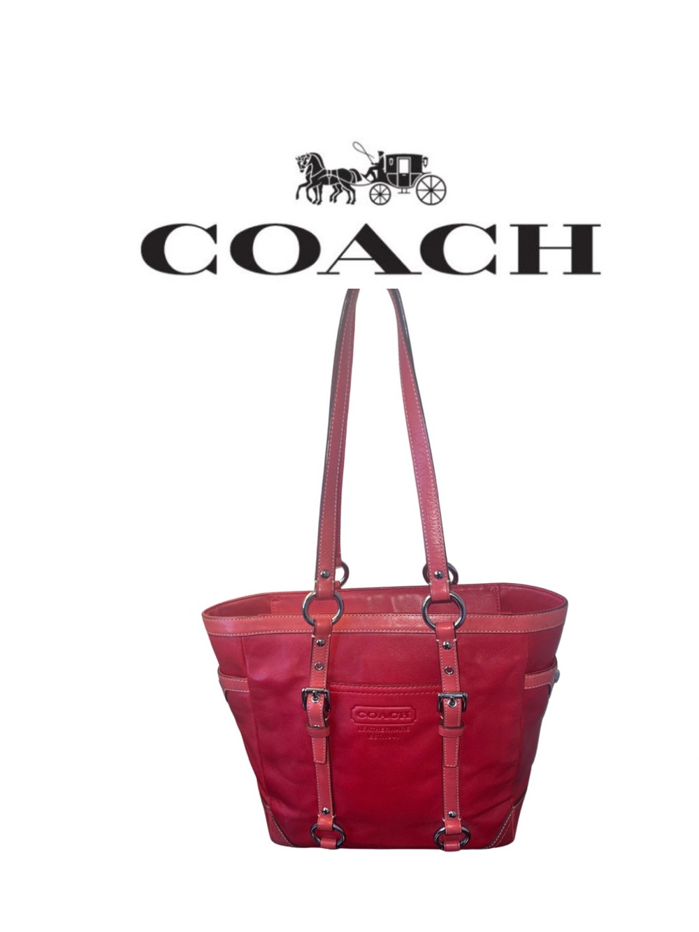 Coach Red Gallery Leather Tote Bag
